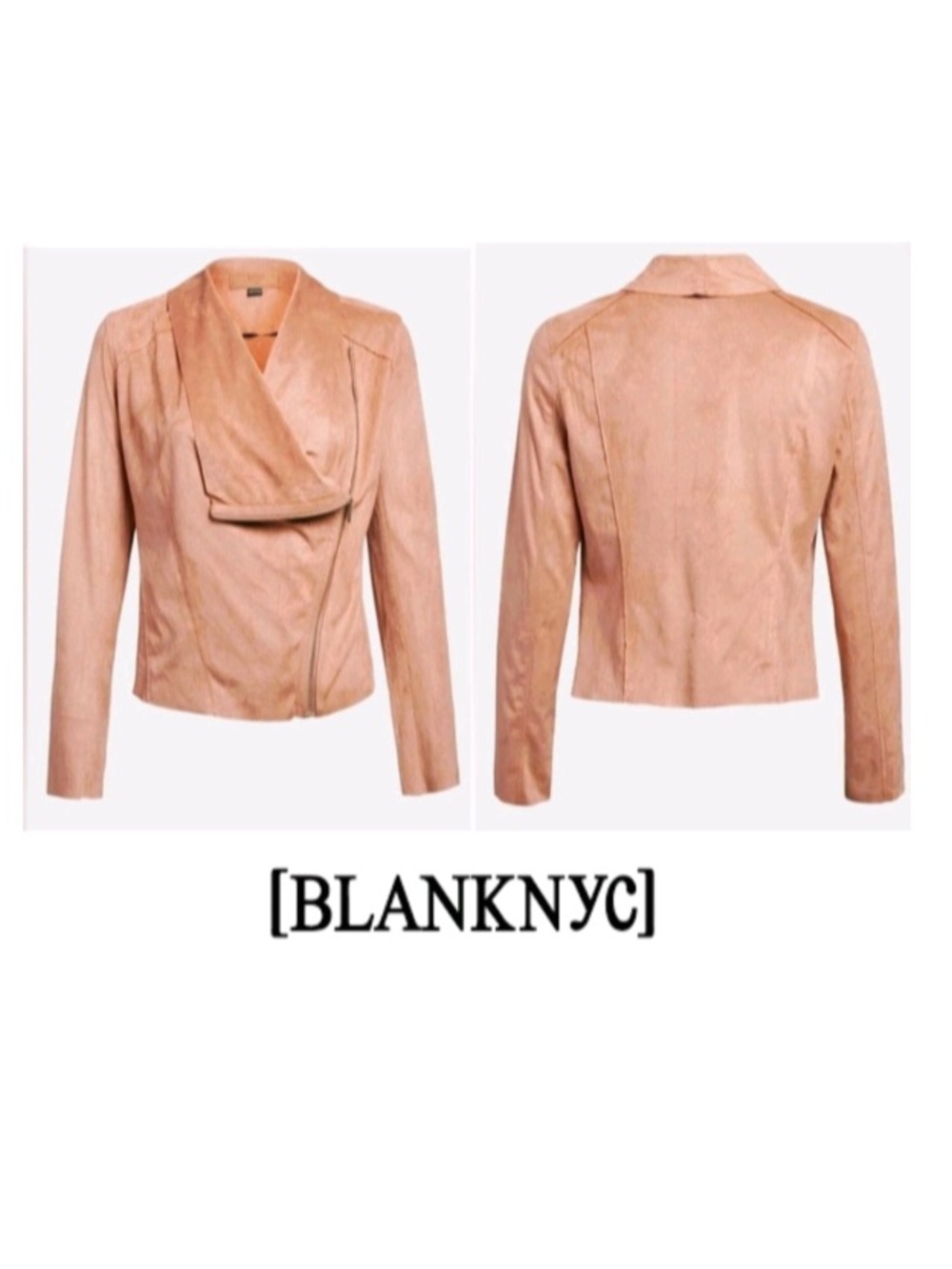 BLANKNYC Drape Front Suede moto Jacket blazer coat